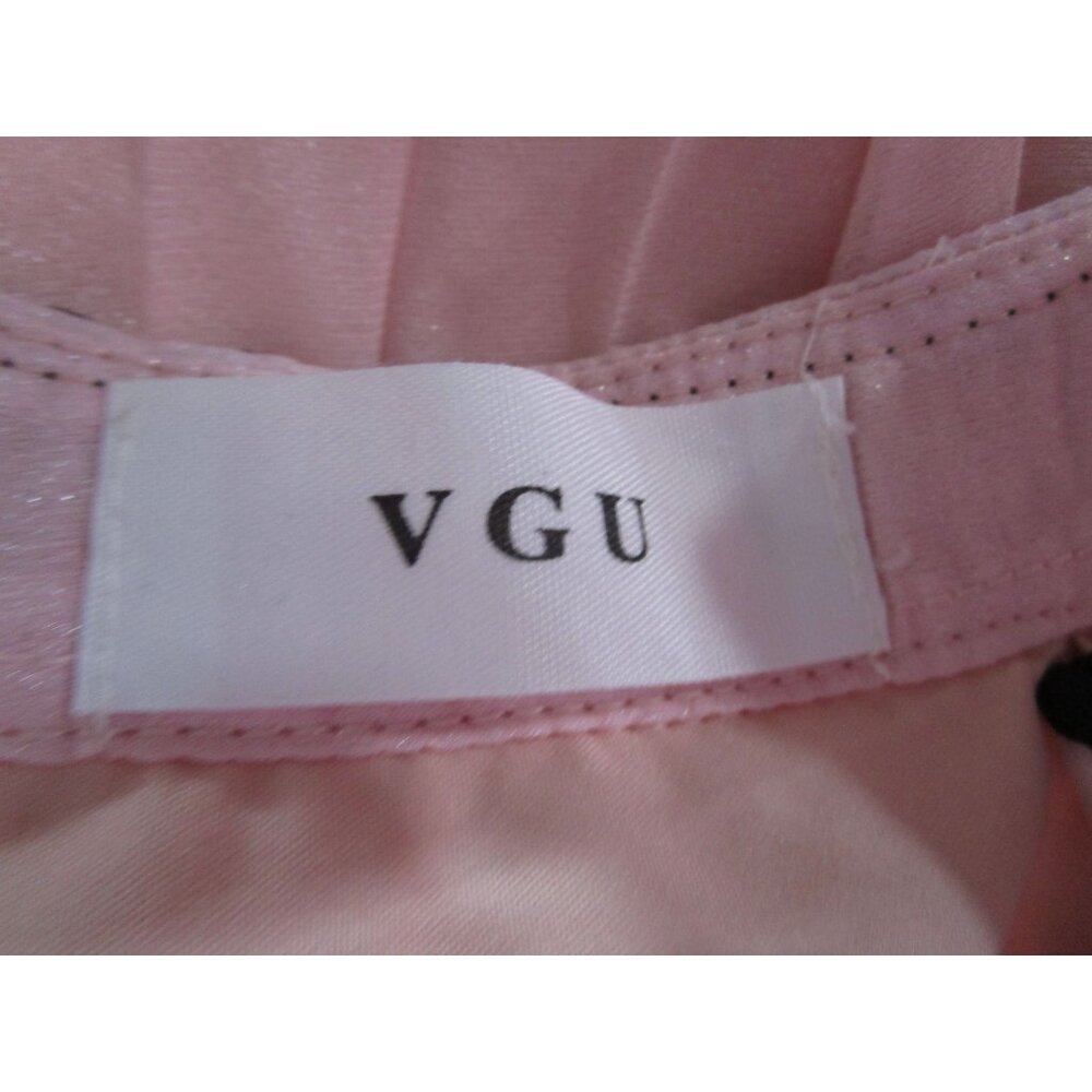 VGU Pink Accordion Pleated Swing Blouse Black RicRac Lace Vintage Style Med EUC - Picture 5 of 15